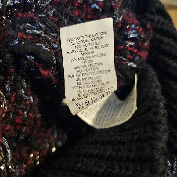 Lucky Brand Metallic Cardigan Women Medium Purple Knit Fair Isle Whimsy Goth - Picture 8 of 8